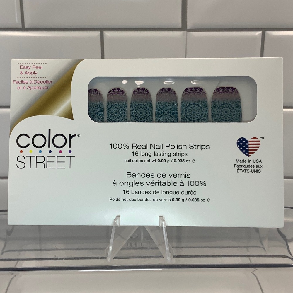 Color Street Drop & Give Me Zen FDS538 Nail Polish Strips Teal Purple 16 Count